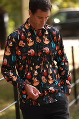 Big Guitar Print Shirt Black