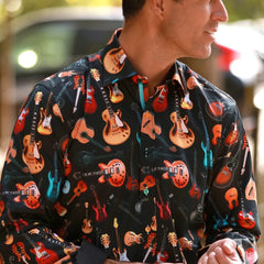 Big Guitar Print Shirt Black
